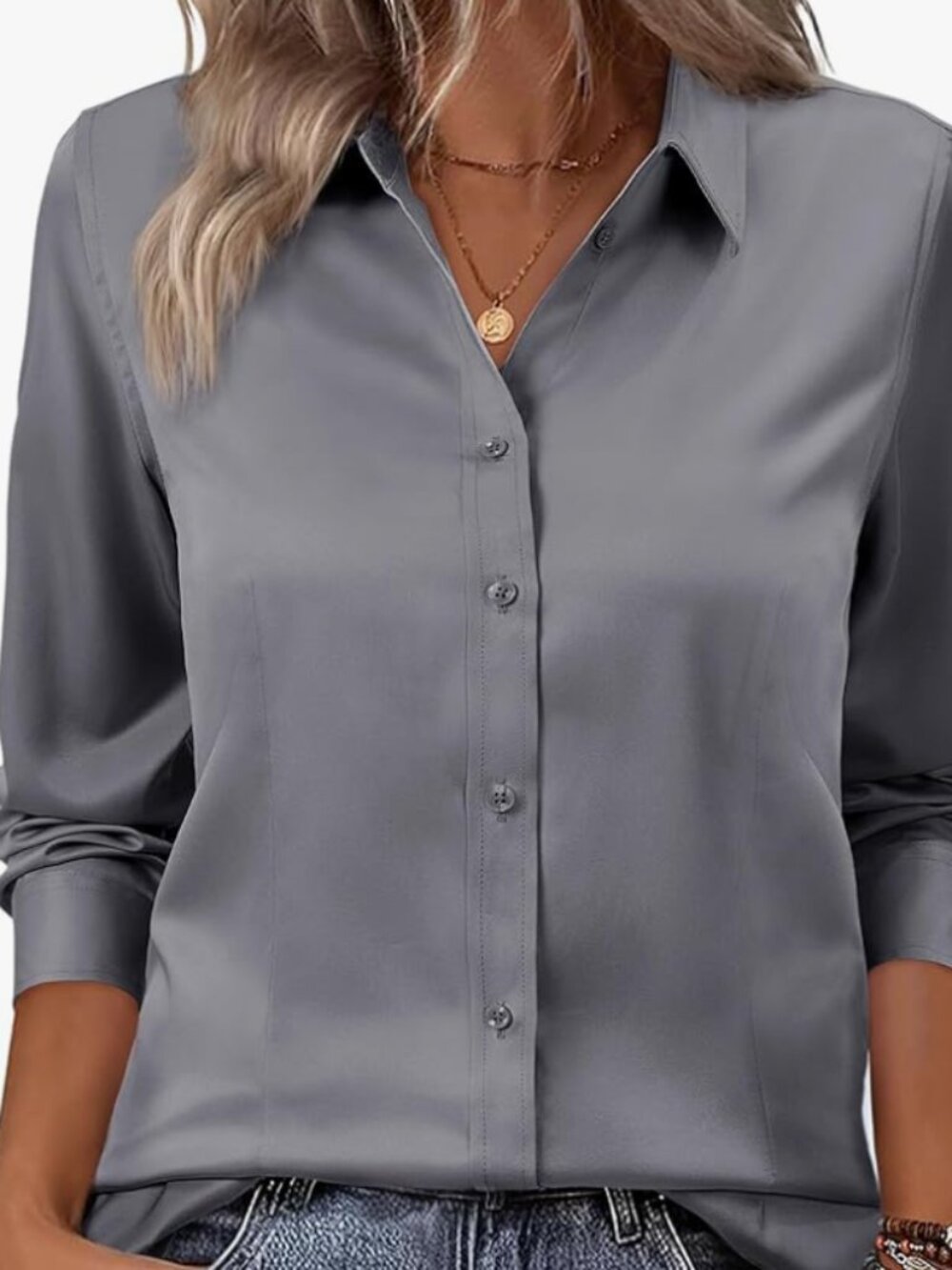 siliteelon Women Button Down Shirts Dress Shirts Long Sleeve Classic-Fit Cotton